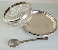 Schale Glas Silber Rand antik