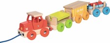 GÜTERZUG GK-Rail Holzeisenbahn Holzzug goki Waggons Lok 55 cm lang NEU