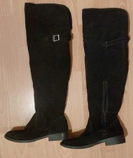 Overknie TAMARIS Schnalle Gr.38/38,5 Leder Schwarze Gefüttert Neuwertig 