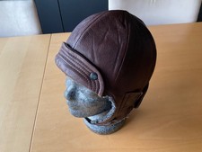 Cabriohaube Leder Braun  Fliegermütze - Oldtimermütze - Größe 58