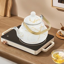 2L Wasserkessel Emaille Teekanne Wasserkocher Teekessel Teewasserkocher Weiß