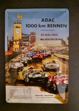Blechschild 20x30cm gewölbt ADAC 1000km Rennen Nürburgring Retro Schild