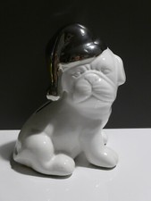 Spardose Mops Weiß Silber XL