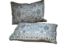 Berber Kissenbezüge Set Kelim Teppich Qualität beige-grün 59 x 41 cm Handarbeit