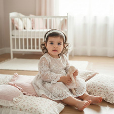 Ecru beiges Kleid Spitze