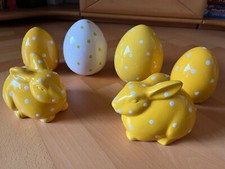 Porzellan Ostereier mit Osterhasen Oster Dekoration Standeier neu