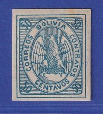 Bolivien 1868 Kondor im Oval 50 C. blau Mi.-Nr. 6 (*)