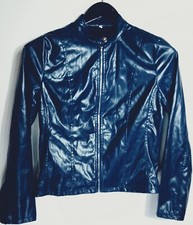 sexy blaue Kunstlederjacke