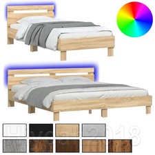Bettgestell mit Kopfteil RGB LED Beleuchtung Bettrahmen Bett Holzbett Doppelbett