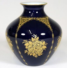 HUTSCHENREUTHER - Vase BLUMENVASE Balustervase - Kobaltblau Gold Rose - 20,5cm 