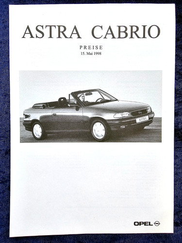 Opel astra cabrio preisliste - astra, f