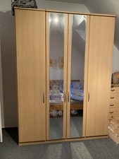 Hoher Kleiderschrank mit Spiegeln, Buche-Optik 2,42x1,80x0,6 m • SELBSABHOLER