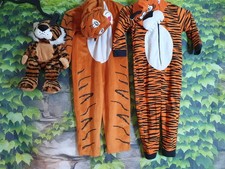 Tiger Kostüm Set – 2 Overalls + Kuscheltiere  Gr. 98-104 Tiger