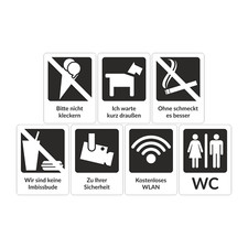 Geschäftsaufkleber Hinweis