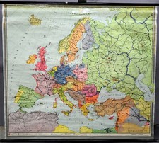 Rollkarte Schulwandkarte Europa Lehrtafel Vintage Poster Wanddekoration