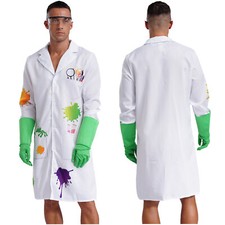 Männer Set Doktor Outfit Experte Anzug Mantel Clubwear Handschuhe Kostüm Labor