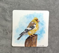 Gelber Vogel Aqurellbild Original, Vogel Kunst, Landschaftsgemälde, Deko, Bilder