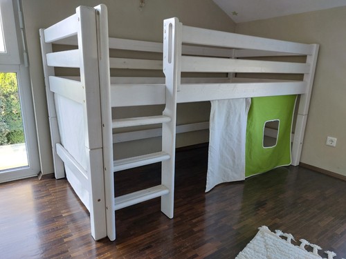 Hochbett vollholz - hochbett, (halbhoch),