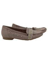 RIEKER Damen Slipper Mokassin Gr. 41 Grau Leder Komfortabel Elegant