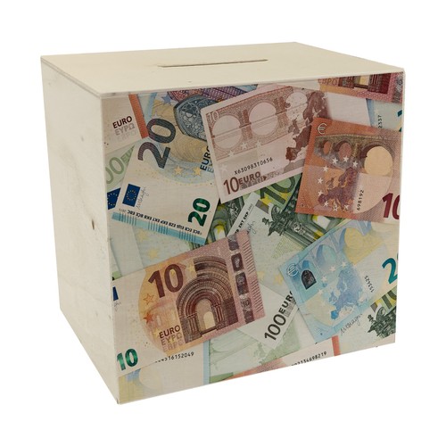 Euro spardose aus holz - euro,