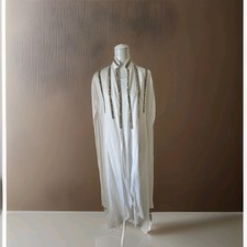 Exklusiver Damen-Kaftan • Weiß mit Perlen- & Strassverzierung • Größe M • Neu