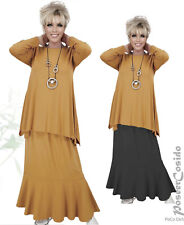 PoCo LAGENLOOK Godet-Rock schwarz & curry 44 46 48 50 52 54 56 58 L XL XXL XXXL 