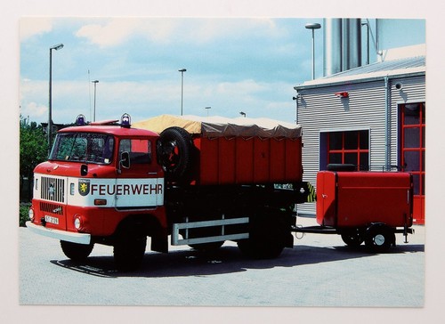 Feuerwehr postkarte fahrzeug - postkarte,