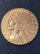 USA 5 Dollar 1909 Indian Head Goldmünze Original 8,36 Gramm