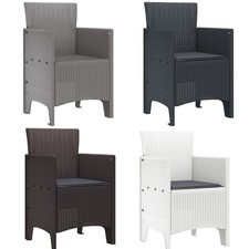 2~4er Set Poly Rattan Gartenstuhl Stuhl Sessel Hochlehner Kissen Gartensessel