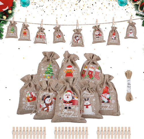 Jutebeutel adventskalender set - adventskalender,