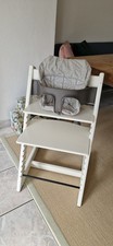 Stokke Tripp Trapp Hochstuhl weiß Babyset grau Babykissen vintage Holz