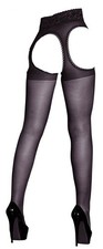 Cottelli LEGWEAR Sexstrumpfhose - Straps-Strumpfhose, ouvert, Spitze, schwarz