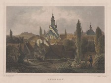 Oederan Erzgeb. Original kolorierter Stahlstich Oeder 1862