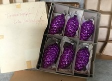 Alter Weihnachtsschmuck Christbaumschmuck 6 lila Zapfen  25/113