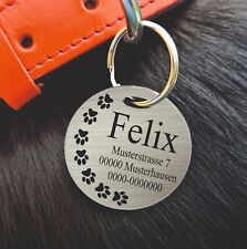 HUNDEMARKE mit Gravur individuell 1+2 Seitig Gravur  Hund / Katze  Silber  Rund