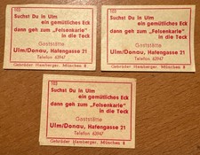 3x alte Zündholz-Etiketten Streichholzetiketten Ulm Donau Gasthof RAR