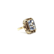 8kt Gelbgold Ring hellblauer