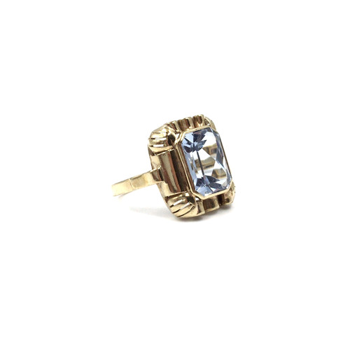 8kt gelbgold ring - 8kt, hellblauer
