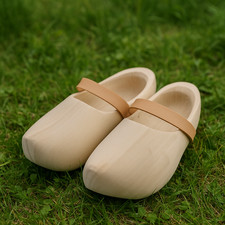 Traditionelle Holzschuhe – Größe 37 | Naturholz, Lederband, Neu