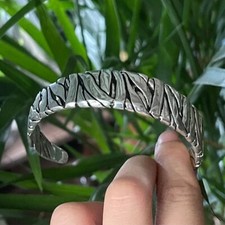 Herren Männer Armreif Armspange irregulär verflochten Retro maskulin Silber