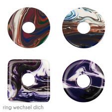 SET 4x Wechselschmuck Scheiben marmoriert rund eckig Wechselring Rico Design NEU