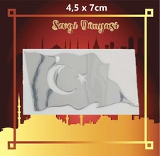 Türkiye, Türk Harita, Ay Yildiz Silber CHROM 3D Metall Aufkleber Sticker 4,5x7cm