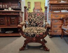 Mächtiger Lutherstuhl Scherensessel Dantesca Gründerzeit 1880 Eiche antik