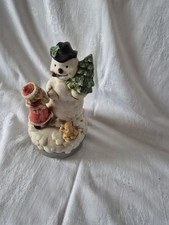 Weihnachten Spieluhr , drehender Schneemann im Schnee ca 17 cm hoch