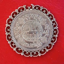 Tibet 3 Srang 8 1934 alte China Münze mit Fassung Brosche Anhänger Silber