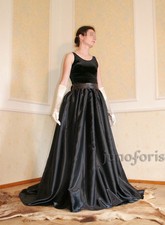 ☆ Abschlusskleid Ballrock Satinrock für Ballkleid Schwarz WGT Gothic☆