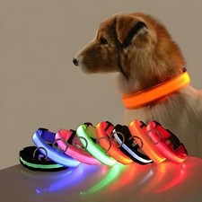 LED Hundehalsband Nylon Leine Blinkend Leuchtend Nacht Sicherheit Haustier