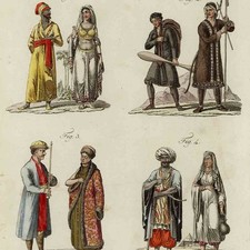 Bertuch Bilderbuch für Kinder Trachten Inder Araber koloriert Kupferstich 19 Jhd