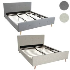 Polsterbett HWC-J98, Bett Doppelbett mit Lattenrost, Massivholz, 160/180x200cm