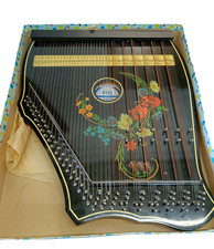 Vintage Jubel Töne Zither Zupft Musikinstrument Made in Germany DDR 1976 Floral